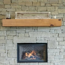 Mantels Direct Dakota 72" Floating Pine Wood Fireplace Mantel Shelf - Golden Pecan