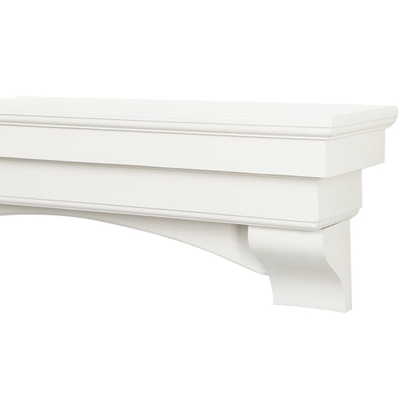 Mantels Direct Salem 72 Inch Wood Mantel Shelf With Arched Corbels - White