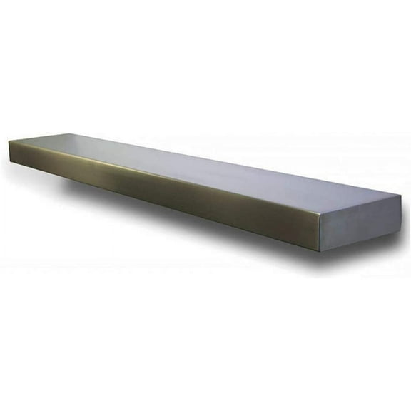 Mantels Direct Tucker 52 inch Pilgrim Fireplace Wall Mount Metal Mantel Shelf - Brushed Stainless Steel