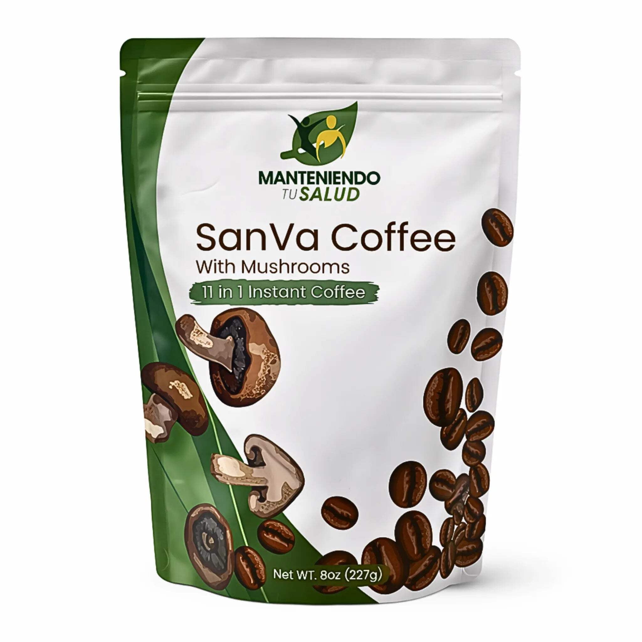 Manteniendo Tu Salud Instant Coffee with 11 Mushrooms Gluten-Free Naturally Caffeinated 8 Oz