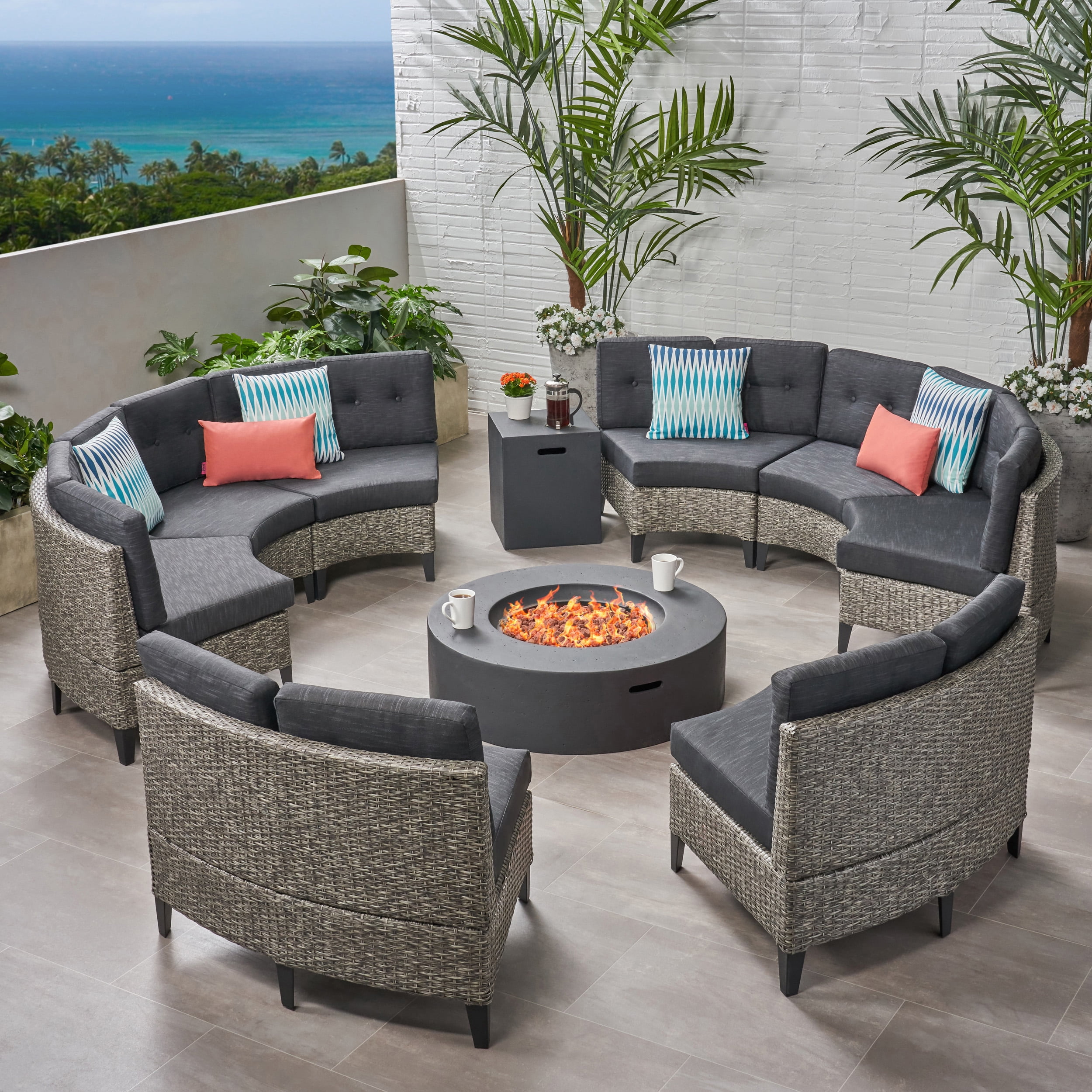 Round Sofa Set With Fire Table