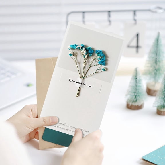 Mantianxing Day Birthday Greeting Card with Pressed Floral Design for Teacher Appreciation Thanksgiving Thank You Small Card