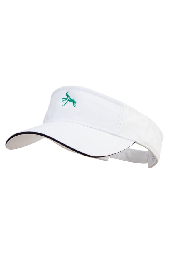 Mantis Logo Embroidered Prostyle Cotton Twill Washed Sandwich Visor - White Black OSFM