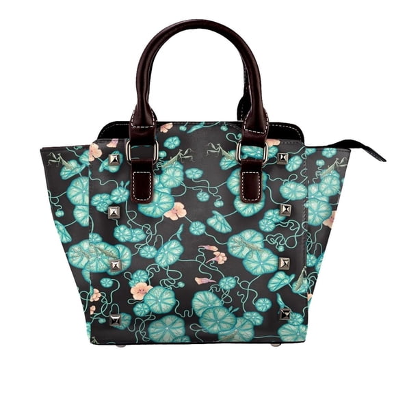Mantises And Indian Cress Rivet Fashion One-Shoulder Women's Handbag Tote Bag