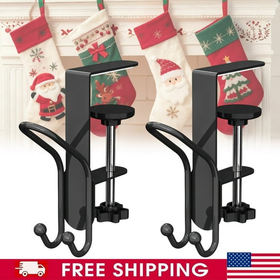 Mantle Hooks for Stockings & Garland - Rust-Proof Metal Stocking Holder with Adjustable Design