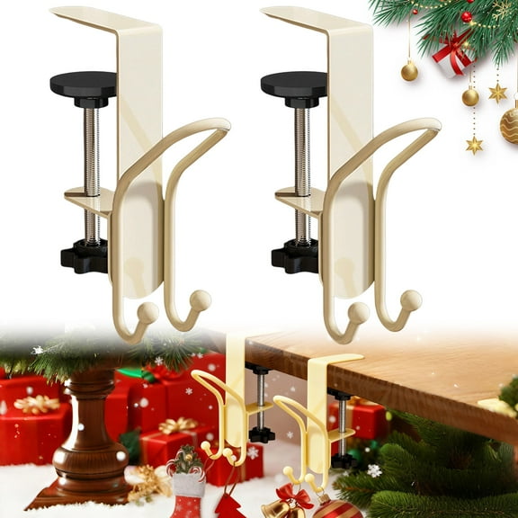 Metal Stocking Hangers for Mantle - Adjustable Christmas Stocking Holders with Double Hook Design
