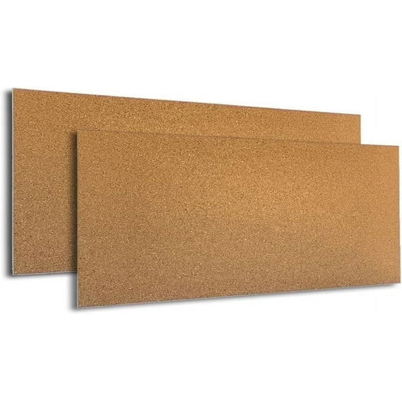 Manton Industrial Cork Sheets: 12" x 36" x 1/2" Thick (2-Pack) Bulletin Board with Adhesive Strips