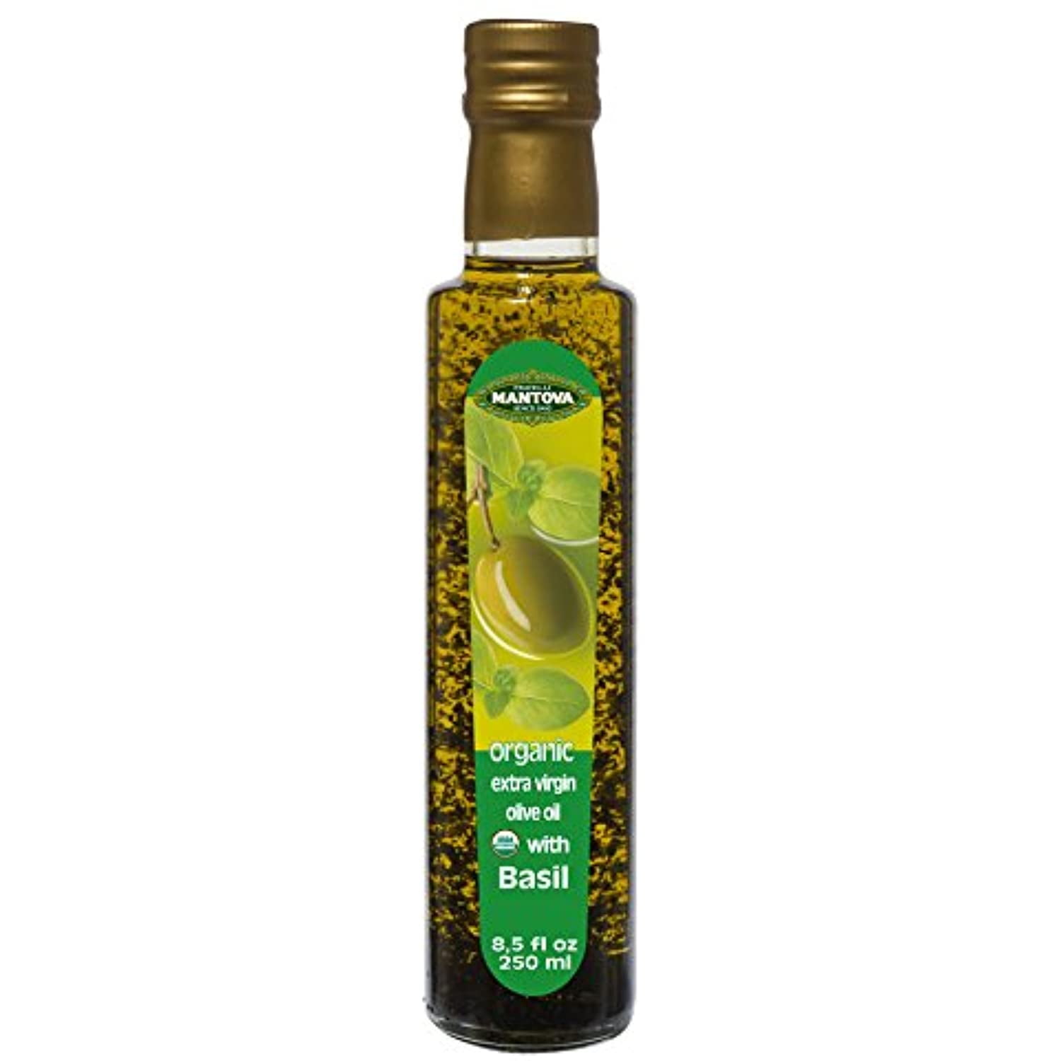 Mantova Basil Organic Flavored Extra Virgin Olive Oil 8.5 Oz, (Pack Of 2) Infused With Fresh Basil Brings The Taste Of Summer To Your Table Any Time Of The Year.