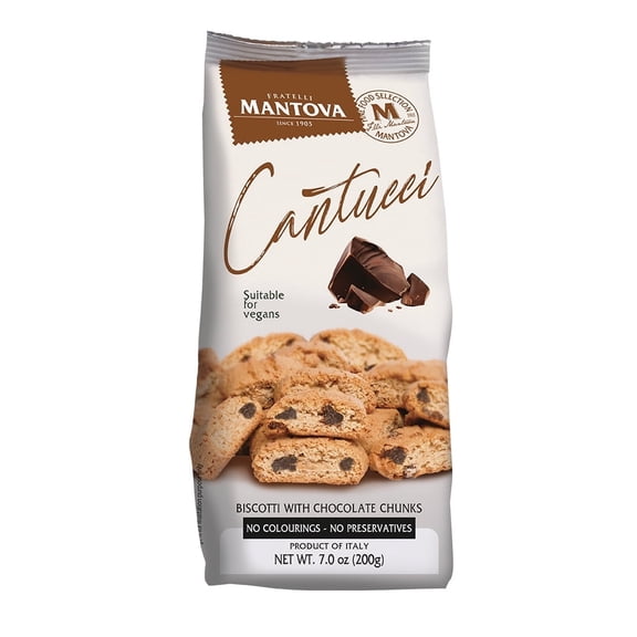 Mantova Cantucci Italian Biscotti with Chocolate Chips, 7 oz (Pack of 2)