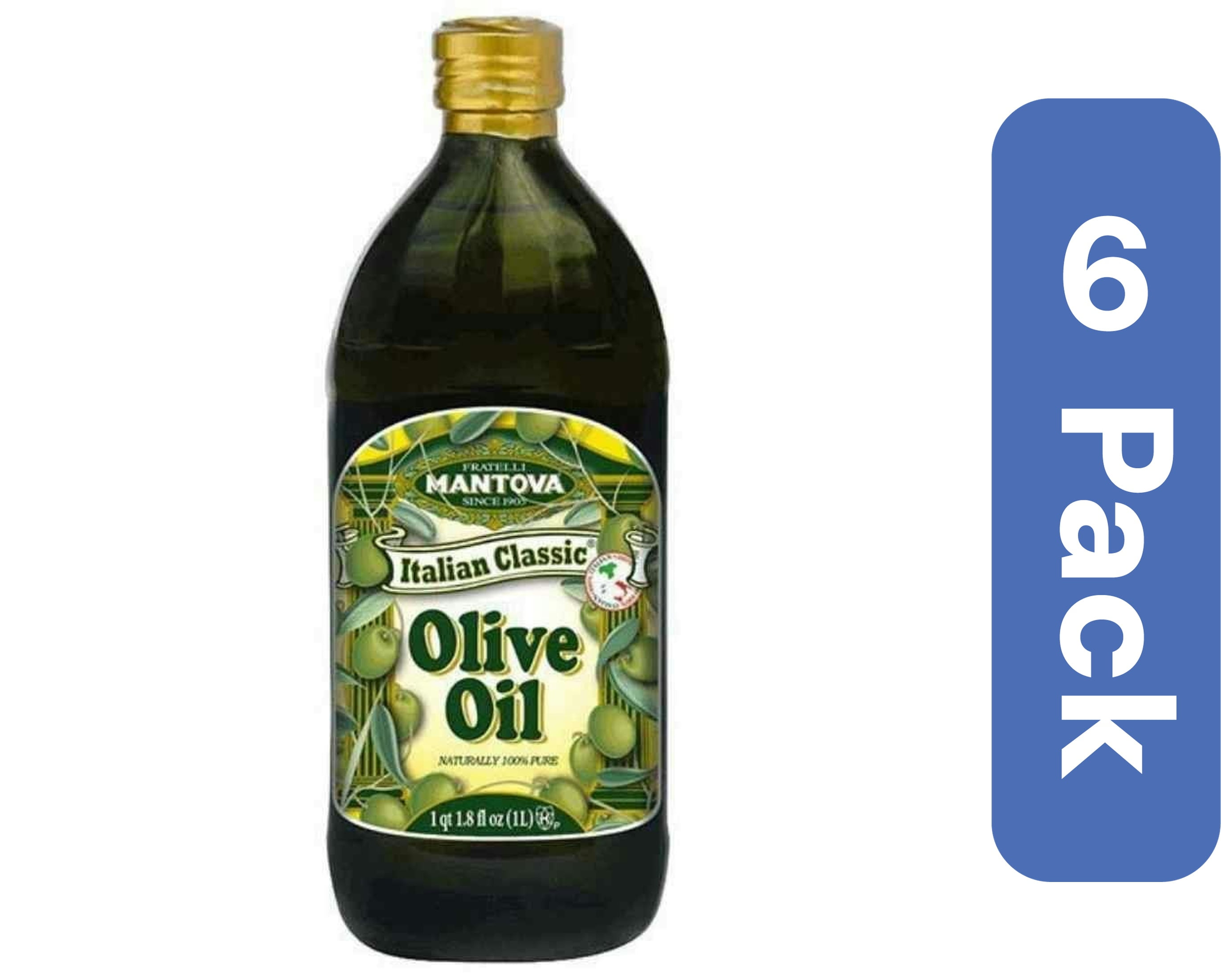 Mantova Italian Golden Extra Virgin Olive Oil 34 fl oz (Pack of 6)