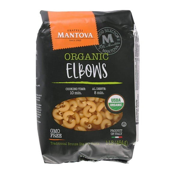 Mantova Organic Elbow Pasta - Premium KKS1Quality Organic Durum Semolina Macaroni, Perfect for Soups, Salads, and Classic Pasta Dishes, 1 lb Bags (Pack of 6), Authentic Italian Taste