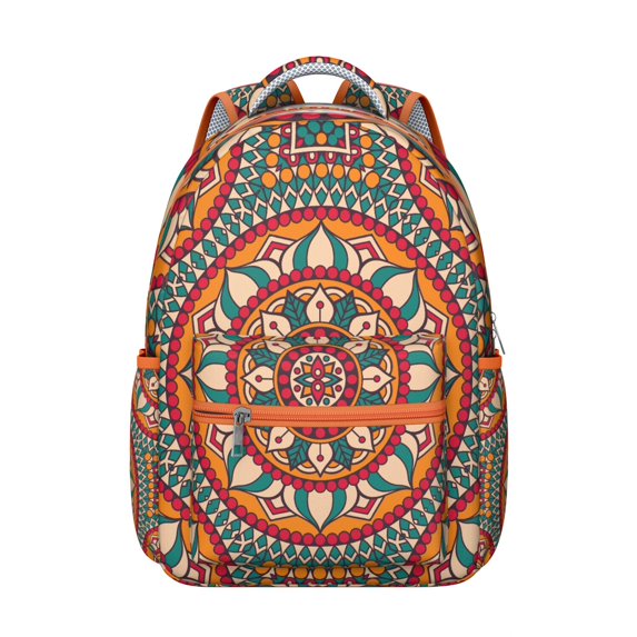 Mantra Boho Design Backpack - Trendy & Functional Bookbag for Daily Use, Water-Resistant Backpack with Hidden Pocket, Perfect Gift for College