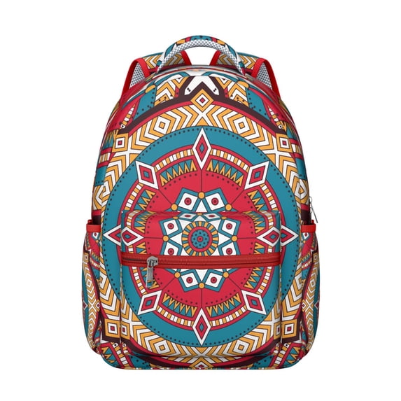 Mantra Print Boho Backpack - Trendy & Roomy Laptop Bag for School & Study, Durable Waterproof Backpack, Great Gift for College Students