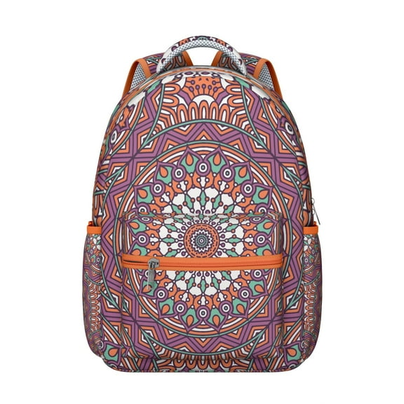 Mantra Tapestry Backpack - Vintage Wallpaper Print School Bag for Unique Style, European Motifs, Eclectic Gift for Travelers