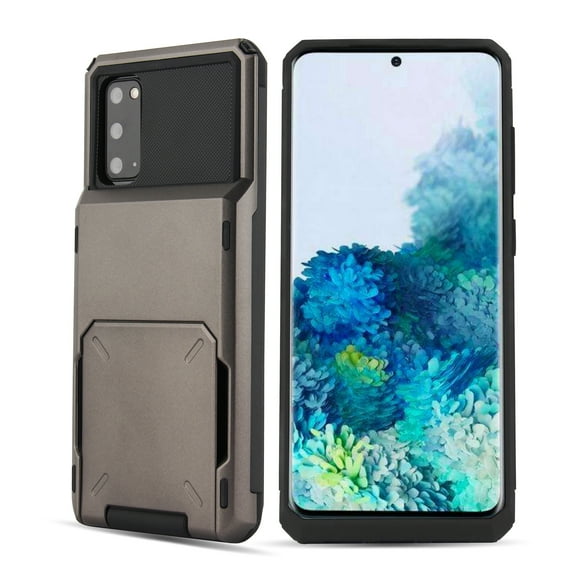 Mantto 5 Card Slots Holder Case For Samsung Galaxy S21 Plus, Wallet Back Flip Hidden Rugged Dual Layer PC & TPU 2 in 1 Protection Hybrid Tough Back Armor Phone Skin For Samsung Galaxy S21 +, Gray