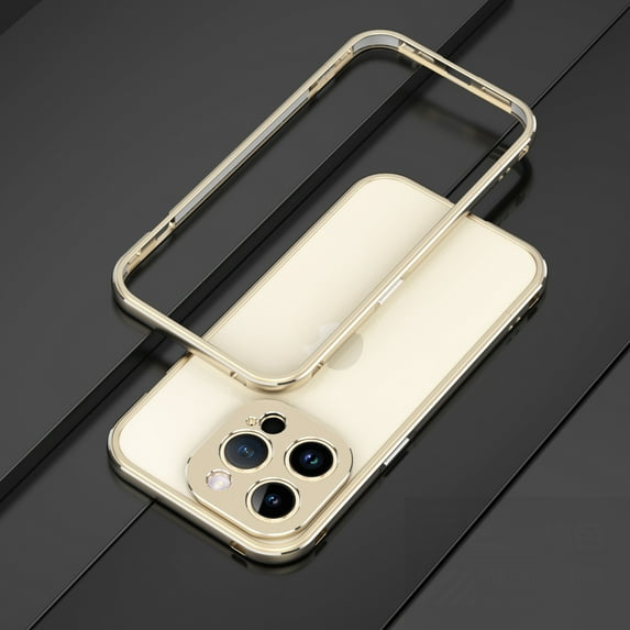 Mantto Aluminum Bumper Case For iPhone 14 Pro Max, Slim Glossy Luxury Premium Metal Aluminum Pprotective Bumper Frame with Camera Lens Protector for iPhone 14 Pro Max, Gold
