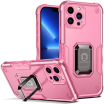 Mantto for Apple iPhone 13 Pro Cover with Ring Kickstand, Impact-Resistant, Shockproof, Protective Bumper Magnetic with Car Mount Durable Hybrid Rugged Phone Case For iPhone 13 Pro, Pink