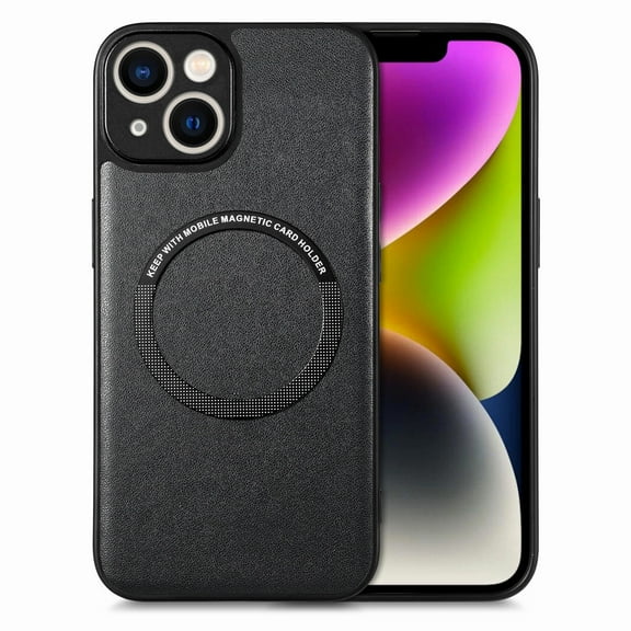Mantto for Apple iPhone 15 Case,Built-in Magnet Circle Support Magsafe Charger,Premium Vegan PU Leather Anti-Fingerprint Shockproof Protective Lightweight Ultra Thin Phone Cover,Black