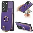 thumbnail image 1 of Mantto Back Case for Samsung Galaxy S22, Flip Wallet Case with Credit Card Slots & Zipper Pocket, 360° Rotation Finger Ring Kickstand Shockproof PU Leather Magnetic Clasp Holder Phone Case,Purple, 1 of 9