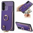 thumbnail image 1 of Mantto Back Case for Samsung Galaxy S23 FE, Flip Wallet Case with Credit Card Slots & Zipper Pocket, 360° Rotation Finger Ring Kickstand Shockproof PU Leather Magnetic Clasp Holder Phone Case,Purple, 1 of 9