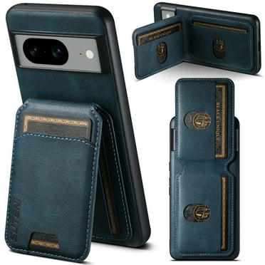 Mantto Back Flip Cover for Google Pixel 8, Slim PU Leather TPU Bumper Wallet Case with ID Credit Card Slots Holder Kickstand Magnetic Absorption Durable Shockproof Phone Case,Blue