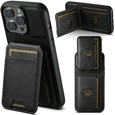 Mantto Back Flip Cover for iPhone 13 Pro, Slim PU Leather TPU Bumper Wallet Case with ID Credit Card Slots Holder Kickstand Magnetic Absorption Durable Shockproof Phone Case,Black
