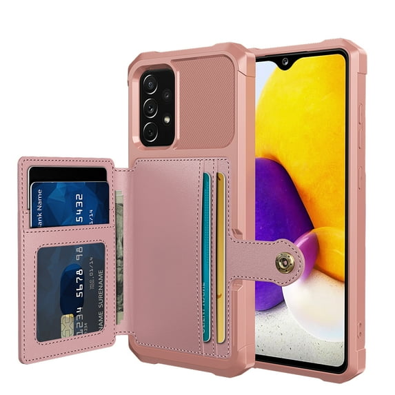 Mantto Back Folio Cover for Samsung Galaxy A33 Wallet Case 5G/4G, PU Leather Kickstand Credit Card Holder Slots Case, Magnetic Absorption Durable Shockproof Cover, Rosegold