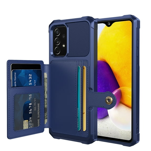 Mantto Back Folio Cover for Samsung Galaxy A33 Wallet Case 5G/4G, PU Leather Kickstand Credit Card Holder Slots Case, Magnetic Absorption Durable Shockproof Cover, Darkblue