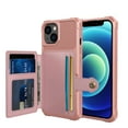 thumbnail image 1 of Mantto Back Folio Cover for iPhone 13 Wallet Case, PU Leather Kickstand Credit Card Holder Slots Case, Magnetic Absorption Durable Shockproof Cover For Apple iPhone 13 5.8", Rosegold, 1 of 7