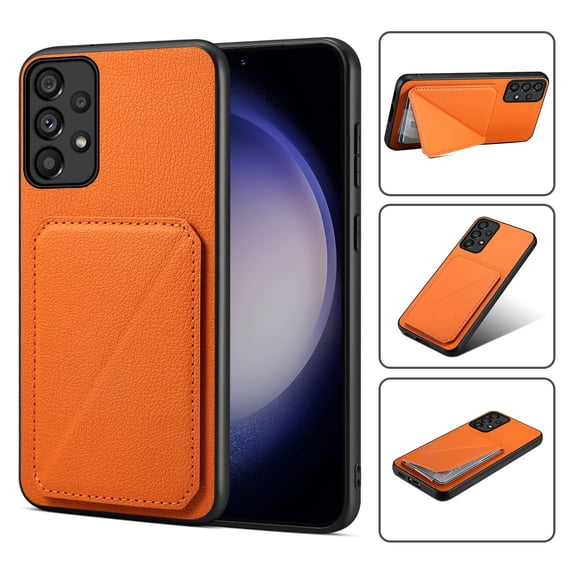 Mantto Case Compatible with Samsung A23 4G, Hidden Wallet Credit Card Holder Slot Cover Design Back Pocket Classic Slim Premium Leather Hybrid Protective Bumper for Samsung Galaxy A23 4G, Orange