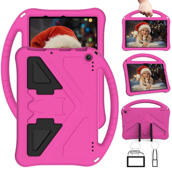 Mantto Case For Fire HD 10 Tablet case for Kids boy Girl, Fire HD 10 Tablet 11th Gen 2021 Light EVA Foam Shockproof Kids case with Stand Handle Pen Holder Kid-Proof Case for Fire HD 10 Tablet, Rose