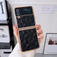 thumbnail image 1 of Mantto Case Fit for Samsung Galaxy Z Flip4 (2022),Shockproof Stylish Electroplated Plating Bumper Premium PU Leather Anti-scratch Elegant Folding Ultra-slim & Lightweight Phone Case,Black, 1 of 6