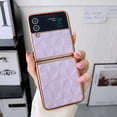 thumbnail image 1 of Mantto Case Fit for Samsung Galaxy Z Flip4 (2022),Shockproof Stylish Electroplated Plating Bumper Premium PU Leather Anti-scratch Elegant Folding Ultra-slim & Lightweight Phone Case,Purple, 1 of 6