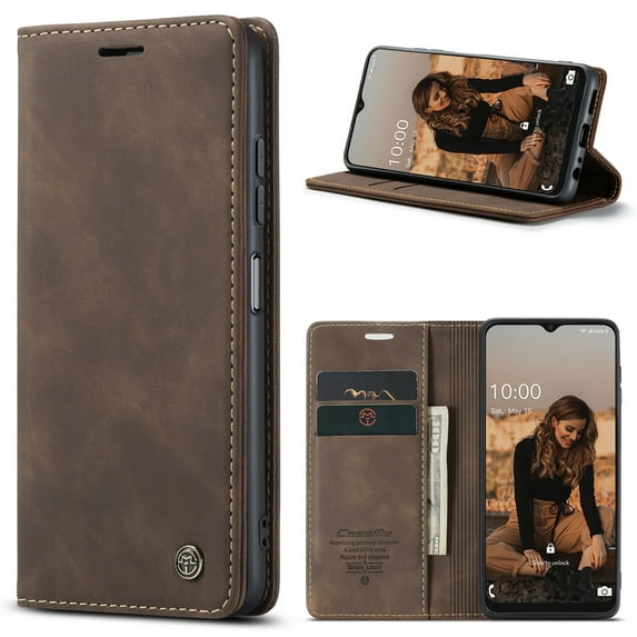 Mantto Case For Samsung A53 5G, RFID Blocking Cash Wallet Pocket With Card Slot High Qulity PU Leather Retro Cover Kickstand Folio Magnetic Phone Cover For Samsung Galaxy A53 5G, Coffee