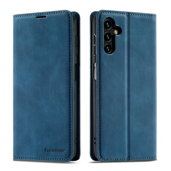 Mantto Case for Samsung Galaxy A14 5G, Premium Leather RFID Blocking Credit Card Slots Wallet Retro Folio Case Magnetic Clasp Flip Kickstand Shockproof Full Protection Phone Cover, Blue