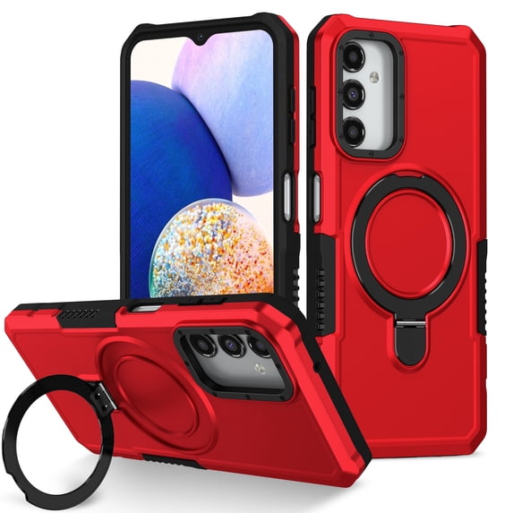 Mantto Case for Samsung Galaxy A14 5G with Ring Kickstand Dual Layer Military Grade Drop Impact Shockproof Armor Adjustable Bracket Rugged Protective Phone Case for Women Men,Red