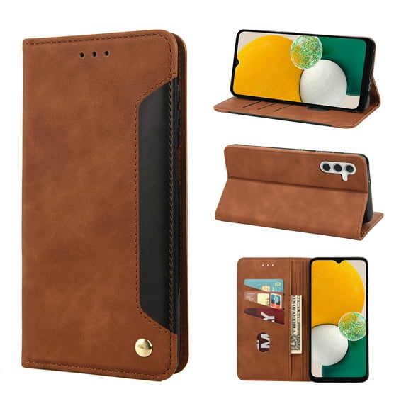 Mantto Case for Samsung Galaxy A15, Vintage PU Leather Wallet Case RFID Blocking Card Slots Flip Kickstand Magnetic Closure Shockproof Folio Book Case Cover for Samsung Galaxy A15,Brown