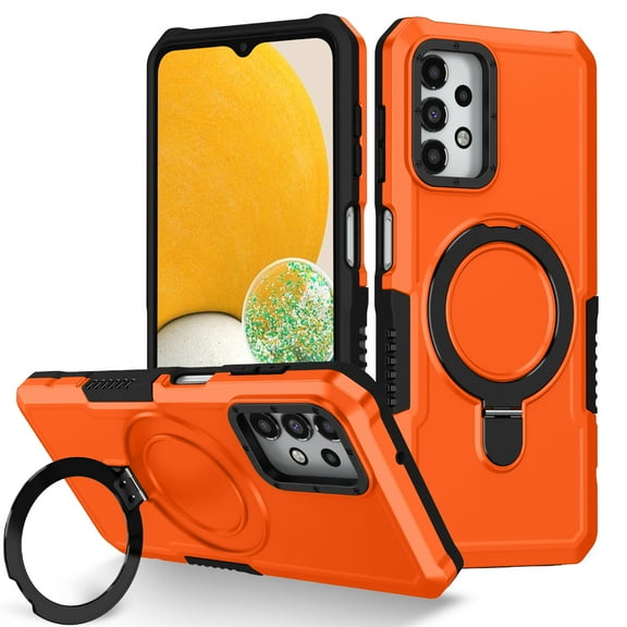 Mantto Case for Samsung Galaxy A32 5G with Ring Kickstand Dual Layer Military Grade Drop Impact Shockproof Armor Adjustable Bracket Rugged Protective Phone Case for Women Men,Orange