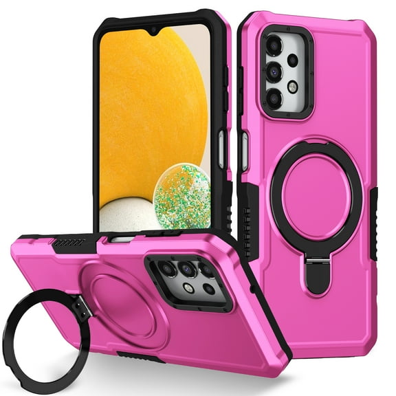 Mantto Case for Samsung Galaxy A32 5G with Ring Kickstand Dual Layer Military Grade Drop Impact Shockproof Armor Adjustable Bracket Rugged Protective Phone Case for Women Men,Pink