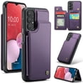 thumbnail image 1 of Mantto Case for Samsung Galaxy A52 4G/5G with Card Holder, Retro PU Leather RFID Blocking Credit Card Slots Double Magnetic Clasp Flip Kickstand Shockproof Phone Cover for Galaxy A52 4G/5G,Purple, 1 of 9