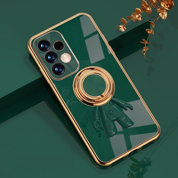 Mantto Case for Samsung Galaxy A53 5G,Cute Astronaut Luxury Electroplating Magnetic Car Holder Handheld Ring Kickstand Slim Shockproof Protective Case,Darkgreen