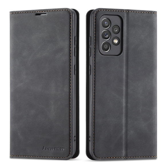 Mantto Case for Samsung Galaxy A53 5G, Premium Leather RFID Blocking Credit Card Slots Wallet Retro Folio Case Magnetic Clasp Flip Kickstand Shockproof Full Protection Phone Cover, Black