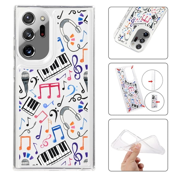 Mantto Case For Samsung Galaxy Note 20 Ultra Phone Case,Luxury Leopard Pattern Design Cases Soft Silicone Slim TPU Shockproof Protective Bumper Cover for Women Men, Music