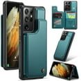 thumbnail image 1 of Mantto Case for Samsung Galaxy S21 Ultra with Card Holder, Retro PU Leather RFID Blocking Credit Card Slots Double Magnetic Clasp Flip Kickstand Shockproof Phone Cover for Galaxy S21 Ultra,Blue, 1 of 9