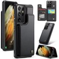 thumbnail image 1 of Mantto Case for Samsung Galaxy S21 Ultra with Card Holder, Retro PU Leather RFID Blocking Credit Card Slots Double Magnetic Clasp Flip Kickstand Shockproof Phone Cover for Galaxy S21 Ultra,Black, 1 of 9