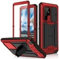 thumbnail image 1 of Mantto Case for Samsung Galaxy S22 Ultra 5G 6.8 inch, Built-in Screen Protector, Full Body Rugged Shockproof Protective Slide lens Cover Case with Kickstand for Samsung Galaxy S22 Ultra,Red, 1 of 7