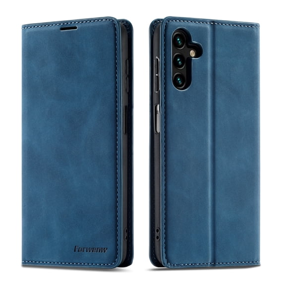 Mantto Case for Samsung Galaxy S23 FE, Premium Leather RFID Blocking Credit Card Slots Wallet Retro Folio Case Magnetic Clasp Flip Kickstand Shockproof Full Protection Phone Cover, Blue
