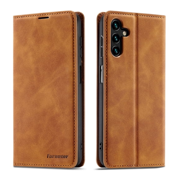 Mantto Case for Samsung Galaxy S23 FE, Premium Leather RFID Blocking Credit Card Slots Wallet Retro Folio Case Magnetic Clasp Flip Kickstand Shockproof Full Protection Phone Cover, Brown