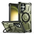 thumbnail image 1 of Mantto Case for Samsung Galaxy S23 Ultra with Hidden Ring Holder Kickstand Non-Slip Heavy Duty Cover, Compatible with MagSafe Wireless Charging Rugged PC + TPU Hybrid Shockproof Case, Armygreen, 1 of 6