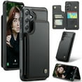 thumbnail image 1 of Mantto Case for Samsung Galaxy S24 with Card Holder, Retro PU Leather RFID Blocking Credit Card Slots Double Magnetic Clasp Flip Kickstand Shockproof Phone Cover for Samsung Galaxy S24,Black, 1 of 9